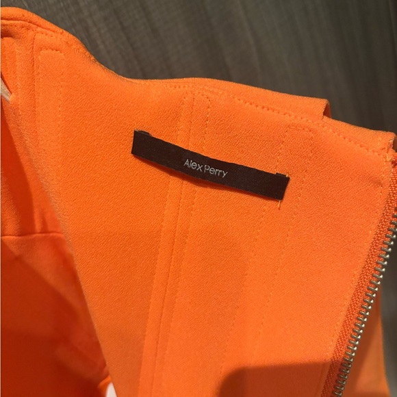 Alex Perry Hall Orange Strapless Crepe Cocktail Midi Dress Draped Gown - Picture 7 of 9